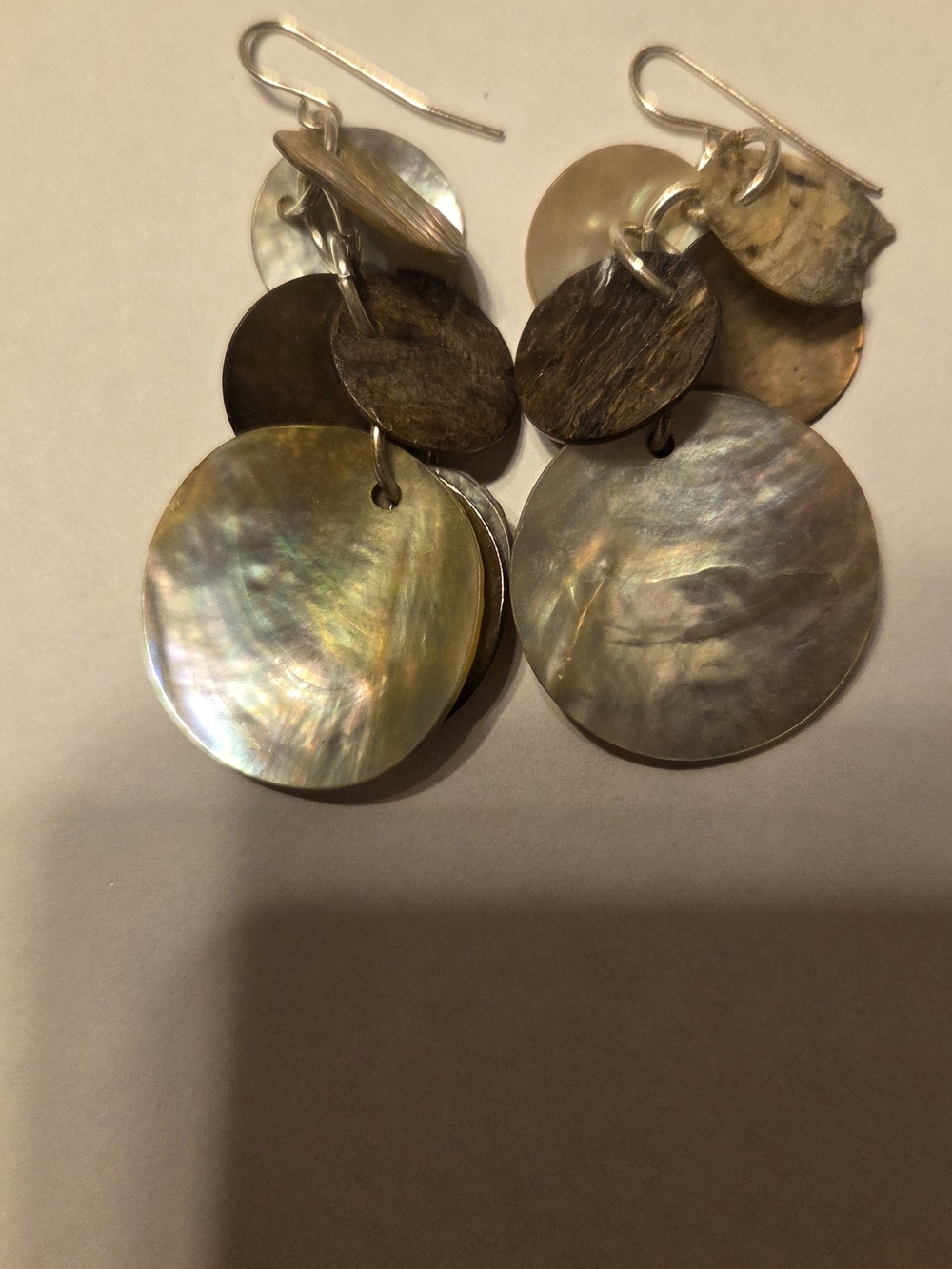 Shell Disc Drop Earrings - Picture 3 of 3